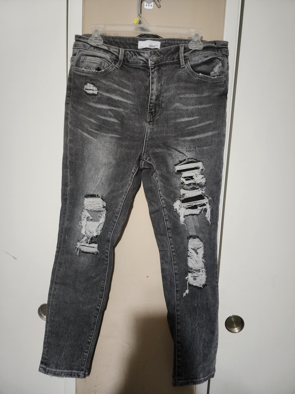 Womankind Distressed Black Gray Ripped Jeans